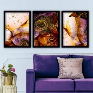 3SC13 Multicolor Decorative Framed Painting (3 Pieces)