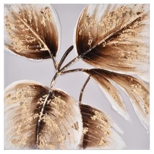 Innova Hand-Painted 3D Canvas Gold Leaves - 40 x 40 cm