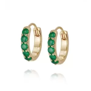 Beloved Green Onyx Huggie 18ct Gold Plated Earrings JE07_GP