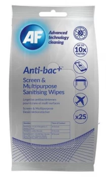 AF Antibacterial Sanitising Screen Multipurpose Wipes PK25