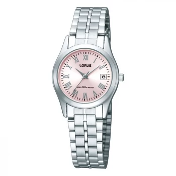 Lorus Ladies Pink Dial & Stainless Steel Bracelet Watch