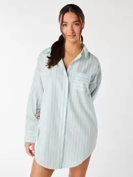 Boux Avenue Stripe Nightshirt - Blue Size 10, Women