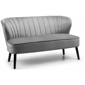 Coco 2 Seater Luxurious Sofa, Light Grey Soft Velvet with Black Solid Wood Legs