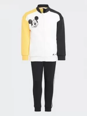 Boys, adidas Disney Mickey Mouse Jogger, White/Gold/Black, Size 3-4 Years