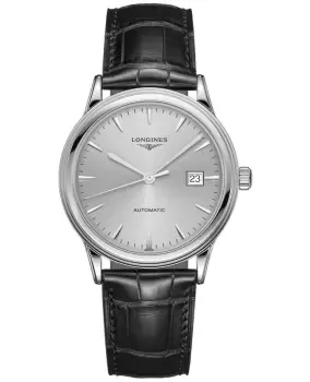 Longines Flagship Automatic Silver Dial Black Leather Strap Unisex Watch L4.984.4.72.2 L4.984.4.72.2