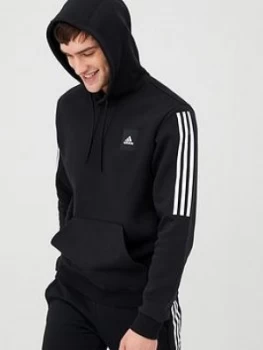 Adidas 3 Stripe Overhead Hoodie - Black, Size L, Men