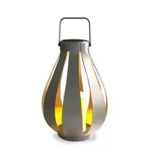 Callow Silver Solar Pear Shaped Lantern with LED Candle