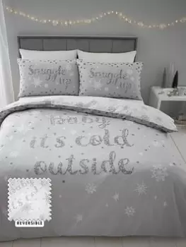 Catherine Lansfield Baby Its Cold Outside Duvet Cover Set - Silver