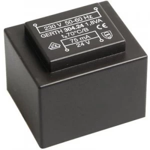 PCB mount transformer 1 x 230 V 1 x 24 V AC 1.80 VA 75 mA