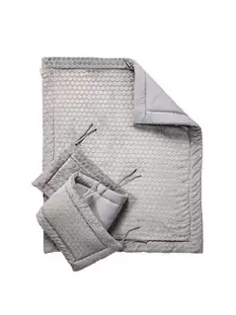 Clair de Lune Marshmallow 2 Piece Cot/Cot Bed Quilt & Bumper Bedding Set - Grey
