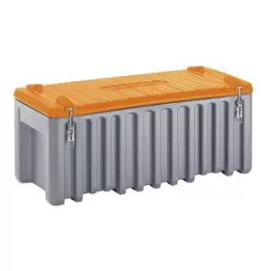 CEMO Universal box made of polyethylene, capacity 250 l, max. load 200 kg, grey / orange