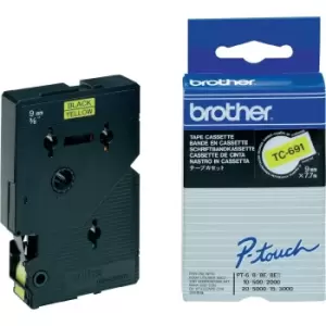 Brother TC-691 DirectLabel Black on yellow 9mm x 7,7m for Brother...