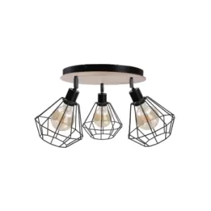 Atwood Ceiling Spotlight Clusters Black, Wood, 34cm, 3x E27