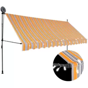 Manual Retractable Awning with LED 350cm Yellow and Blue Vidaxl Multicolour