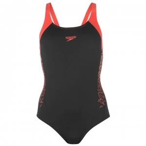 Speedo Boom Splice Muscleback Swimsuit Ladies - Black/Red