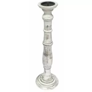 Rustic Antique Carved Wooden Pillar Church Candle Holder [[Antique White,XX Large 63cm]