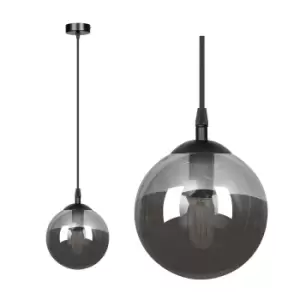 Cosmo Black Globe Pendant Ceiling Light with Graphite Glass Shades, 1x E14
