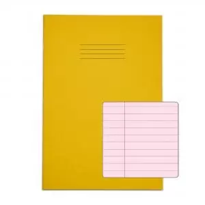 RHINO A4 Tinted Exercise Book 48 Pages 24 Leaf Yellow with Pink Paper