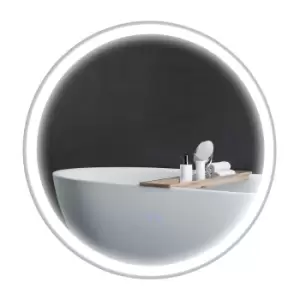 kleankin Round Illuminated Bathroom Mirrors w/ LED Lights, Wall Mount Makeup Mirror w/ 3 Colours, Defogging Film, Memory Function, 60 cm