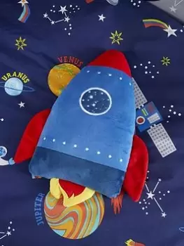 Catherine Lansfield Lost In Space 3D Rocket Cushion Blue