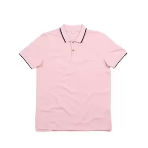 Mantis Mens The Tipped Polo Shirt (XL) (Soft Pink/Navy)