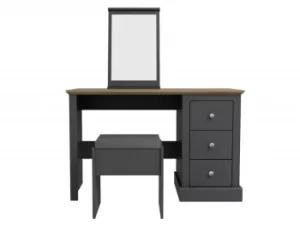 LPD Devon Charcoal 3 Drawer Pedestal Dressing Table and Stool Flat Packed