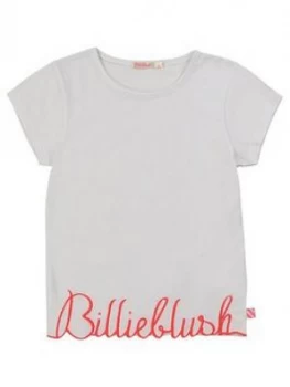 Billieblush Girls Short Sleeve Embroidered Logo Hem T-Shirt - White
