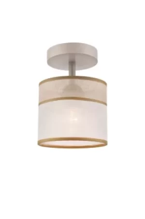 Andrea Cylindrical Ceiling Light With Fabric Shade White Beech, 1x E27