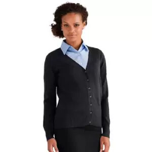 Russell Collection Ladies/Womens V-neck Knitted Cardigan (XS) (Black)