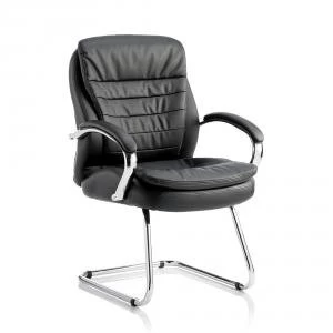 Trexus Rocky Cantilever Chair High Back With Arms Leather Black Ref