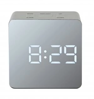 Acctim LED Mirrored Alarm Clock - White