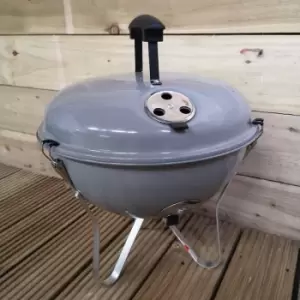 Koopman - 37cm Portable Grey Enamel Vented Kettle BBQ with Lid Ideal for Garden or Camping
