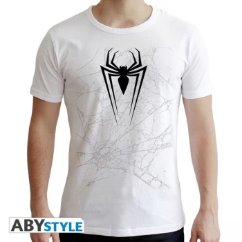 Marvel - "Spider-Man Web" Mens Medium SS T-Shirt - White - New Fit