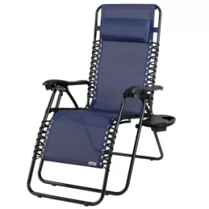 Deck Chair Outdoor Garden Patio Folding Sun Lounger Recliner Camping Beach BBQ Blue