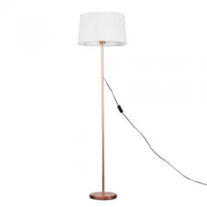 Charlie Copper Floor Lamp with White Doretta Shade