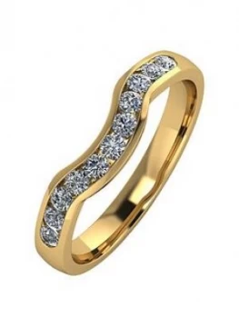 Moissanite 9ct Gold 33pt Channel Set Shaped Wedding Ring, White Gold Size M Women