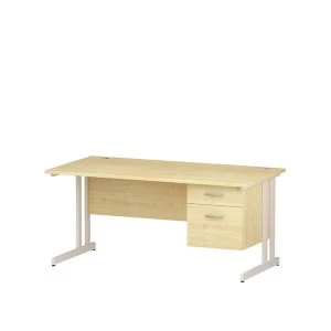 Trexus 160 x 80cm Rectangular Desk 1 Pedestals 2 Drawers Maple