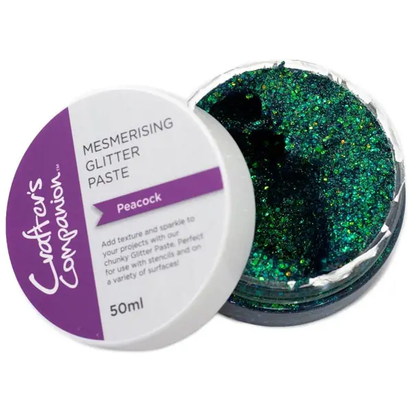 Crafter's Comanion Holographic Glitter Texture Paste 50ml Teal Green Mesmerising Peacock
