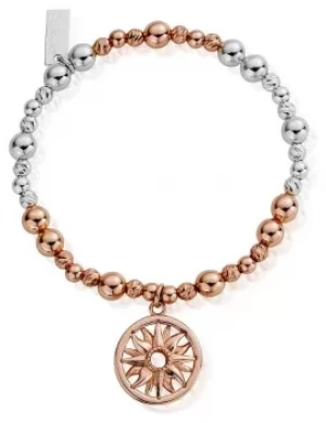 ChloBo Rose And Silver Sun Mandala Bracelet MBSBS577 Jewellery