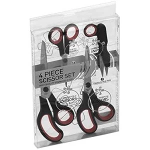 Grunwerg 4 Piece Scissor Set Black/Red Handles