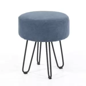 Core Products Blue Fabric Round Stool With Black Metal Legs