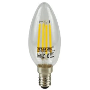 E14 Screw LED 4W Filament Candle Bulb (40W Equivalent) 470 Lumen - Warm White Clear