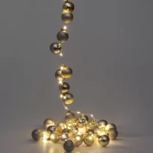 LED String Lights Champagne 2m with Christmas Baubles