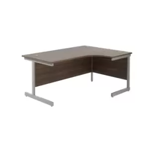 1600X1200 Single Upright Right Hand Radial Desk Dark Walnut - Silver + Desk High Ped