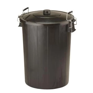Strata Refuse Bin with Lid and Metal Clip Handles 80 Litre Black
