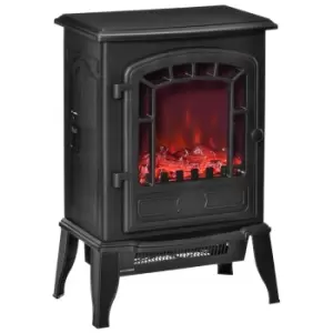 Etna 2kW Freestanding Electric Fireplace Heater with Realistic Flame Effect - Black