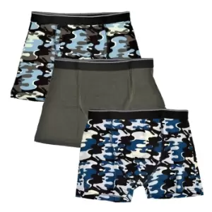 Tom Franks Boys Camo Boxers (Pack Of 3) (11-12 Years) (Grey Camo)