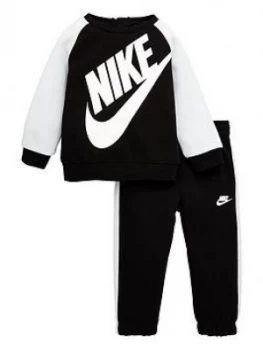 Boys, Nike Infant Boy Oversized Futura Crew Set - Black/White, Size 18 Months