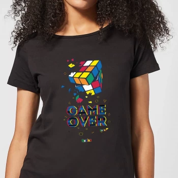 Shattered Rubik's Cube Game Over Womens T-Shirt - Black - S