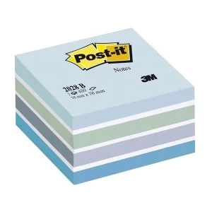 Post it Note Cube 450 Sheets 76x76mm Pastel BlueNeon Blue Shades Ref